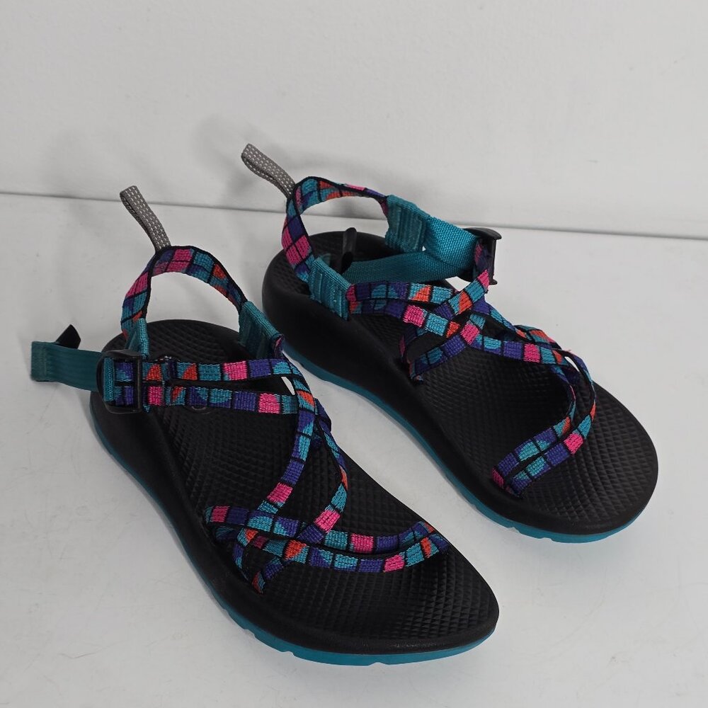 Chaco Big Kids ZX/1 EcoTread Break Teal Sandals Size 4 Adjustable Hiking Outdoor